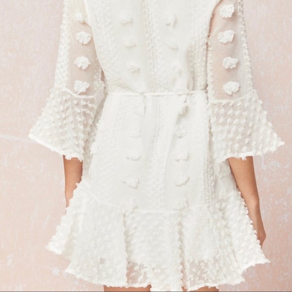 Boho white dress with flare skirt and bell sleeves - Picture 2 of 4